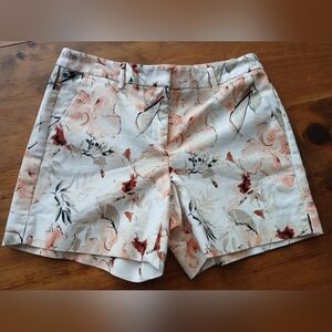 White House Black Market White Cream Orange Flowers Floral Chino Shorts 0 Short
